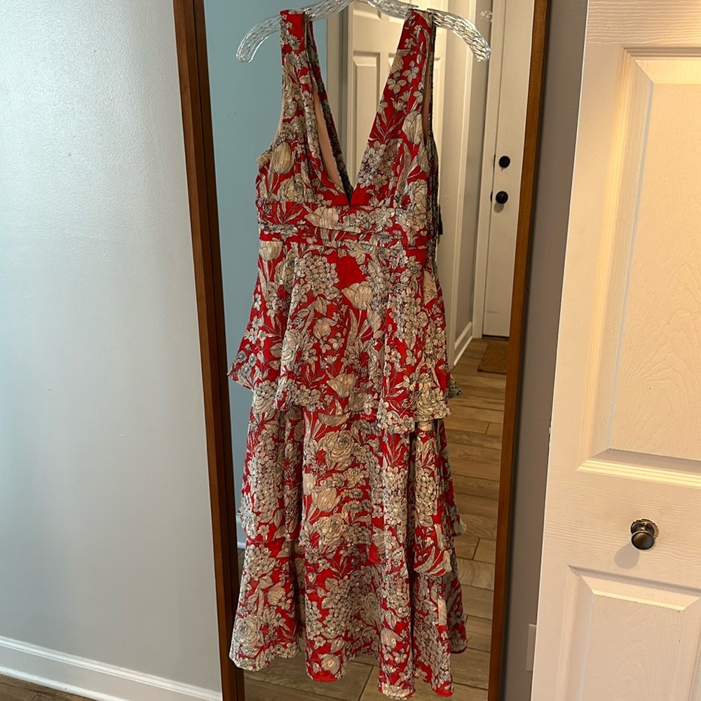 lulu’s brand dress, Medium, red, floral, midi length